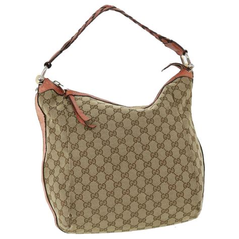 gucci gg canvas bamboo shoulder bag|Gucci canvas shoulder bag vintage.